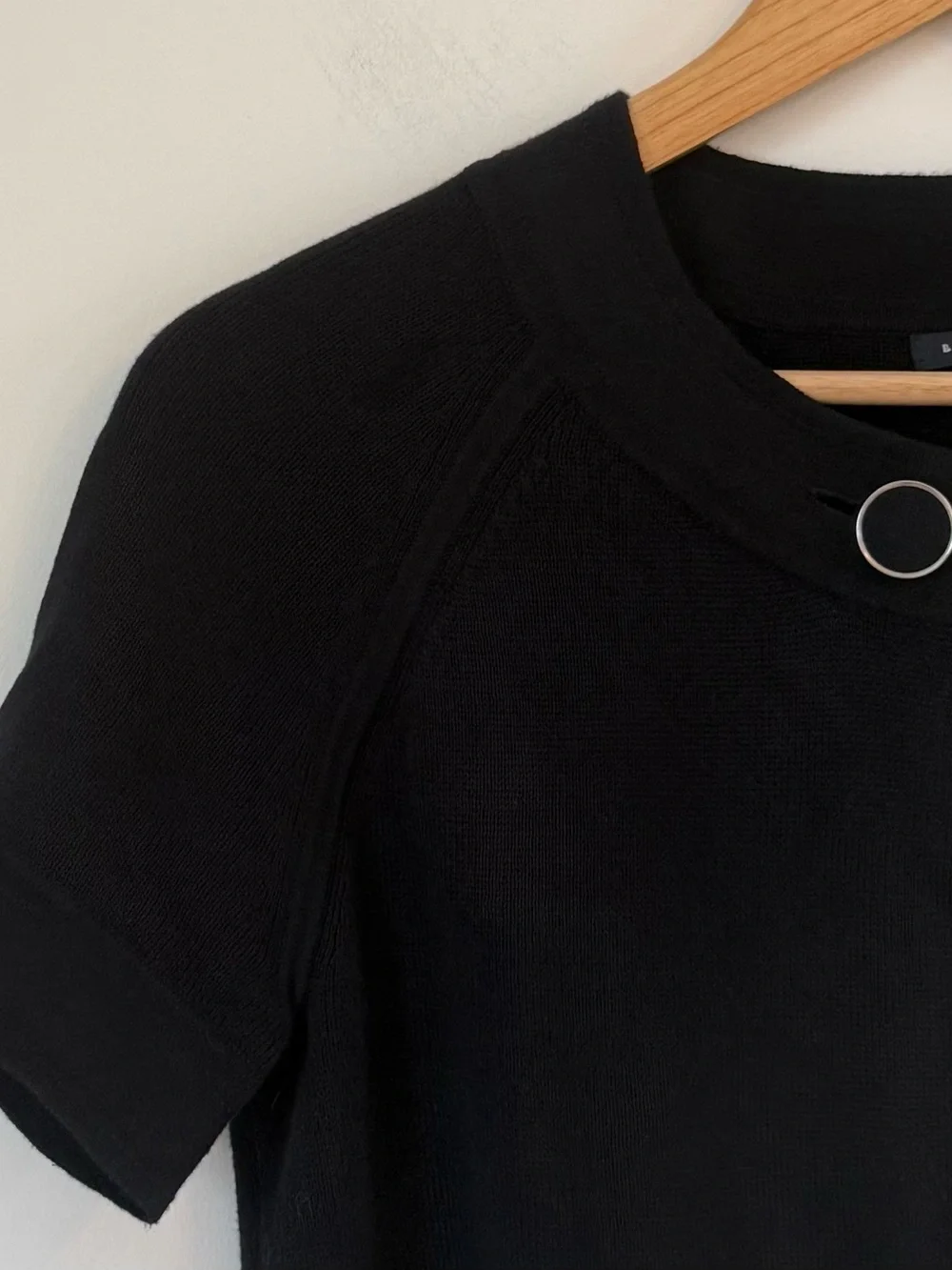 BANANA REPUBLIC Black Short Sleeve Structural Knit Sweater Blazer Dark Academia - Picture 7 of 11